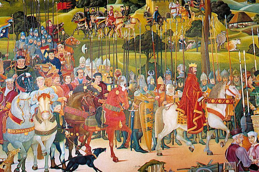 Detail of the mural of the House of Staufen, Lorch Monastery chapter house