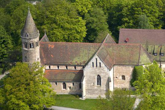 Aerial view of Lorch Monastery church