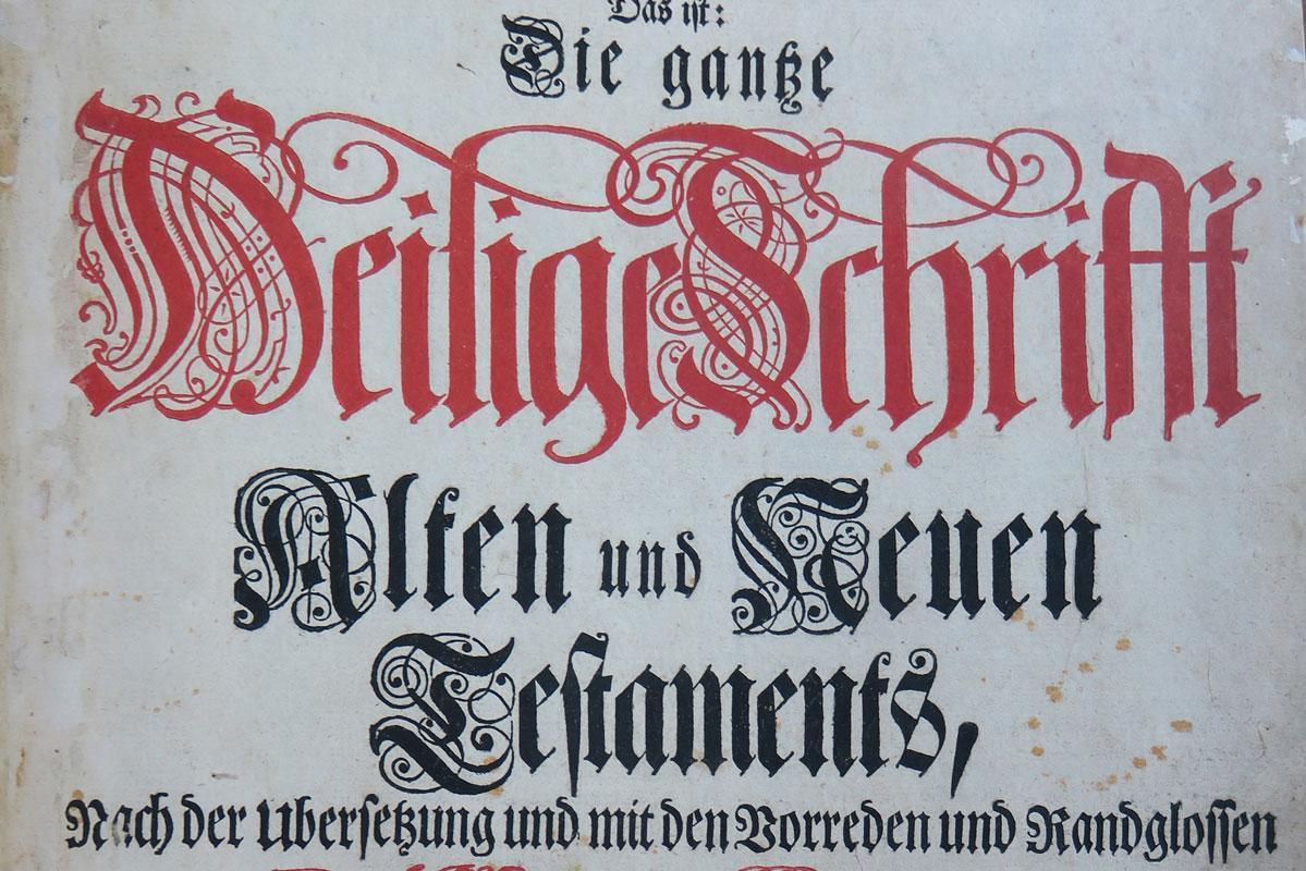 Detail of the title page of the printed "Pfaff Bible." Image: M. Ernst Wahl