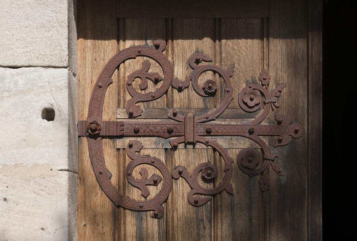 Door with iron fittings at Lorch Monastery