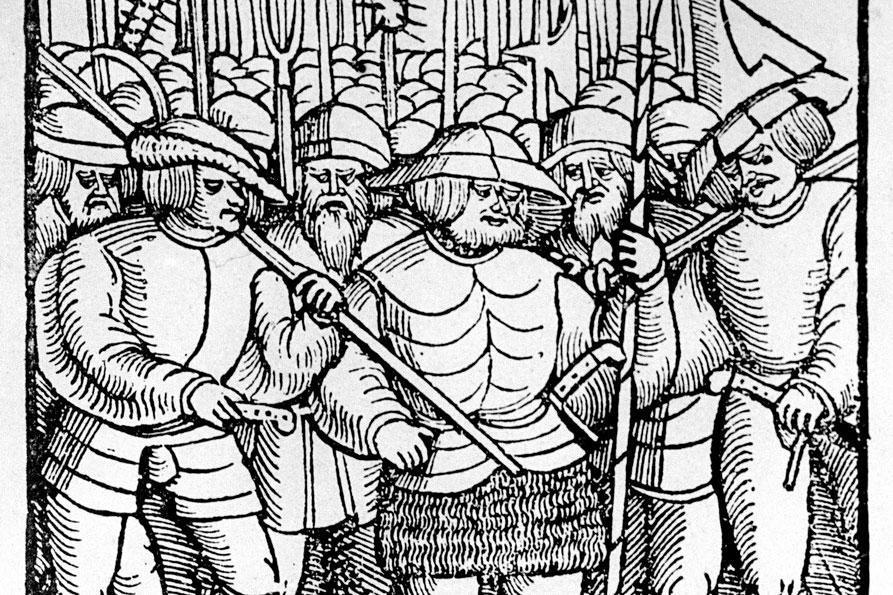 Armed peasants, period woodcut