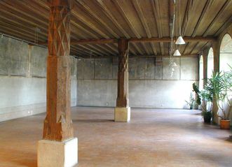 Refectory with decorated pillars at Lorch Monastery