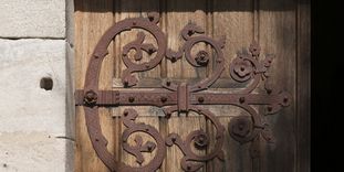 Door with iron fittings at Lorch Monastery