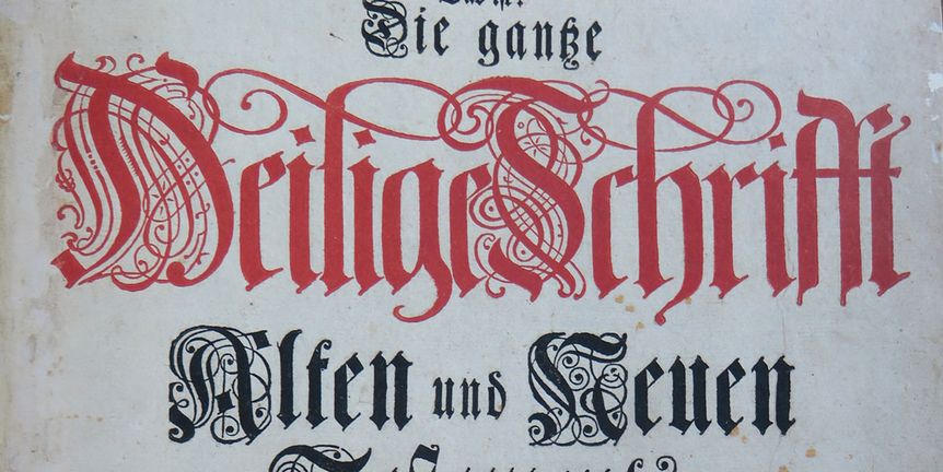 Ausschnitt aus dem Titelblatt der gedruckten "Pfaff-Bibel"