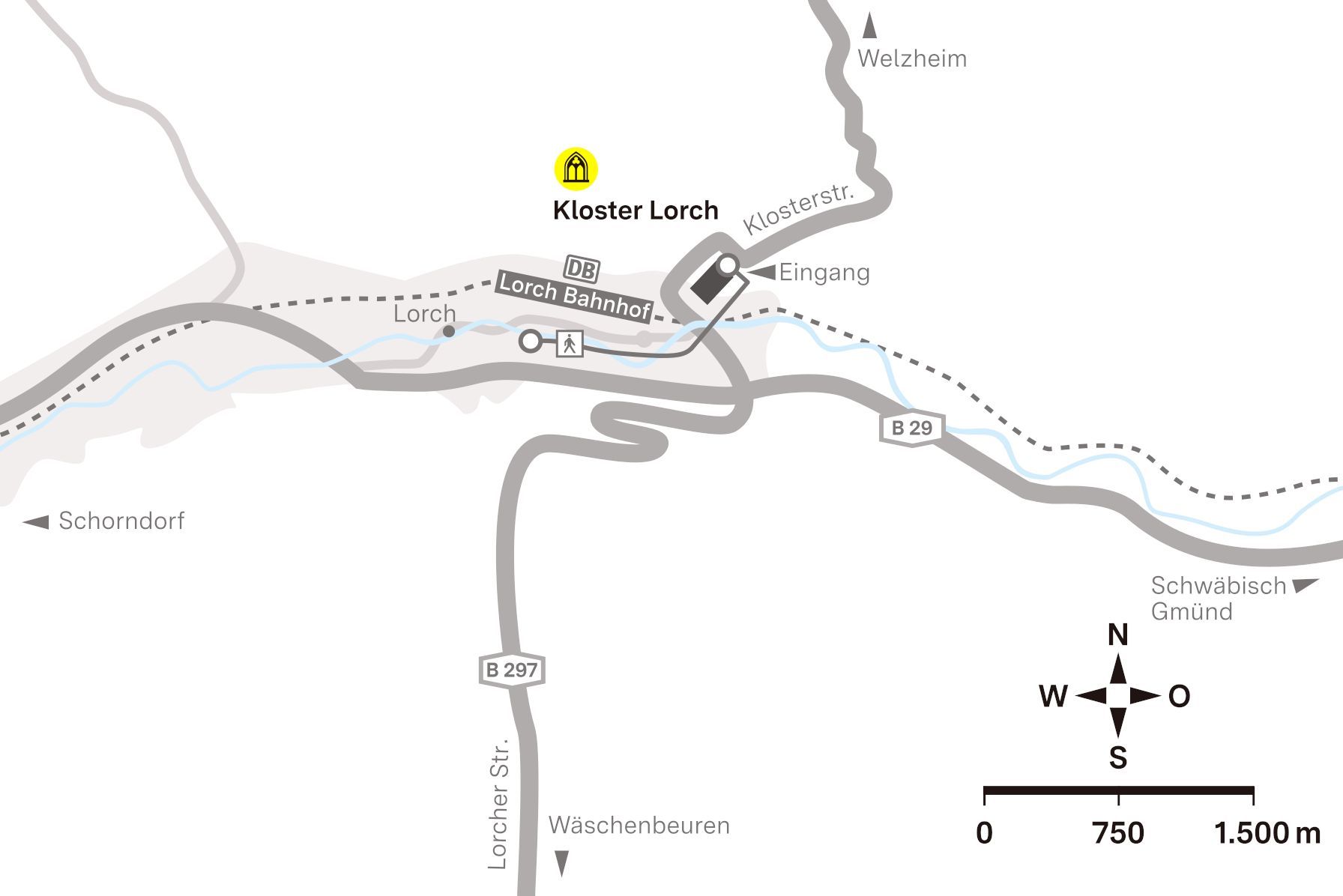 Anfahrtsskizze zum Kloster Lorch