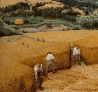 Peasants harvesting grain, oil painting by Pieter Bruegel the Elder, 1565