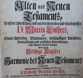 Detail of the title page of the printed "Pfaff Bible." Image: M. Ernst Wahl