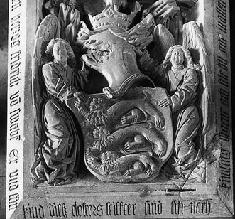 Plaque on the tomb of the House of Staufen with the House of Staufen coat of arms, Lorch Monastery