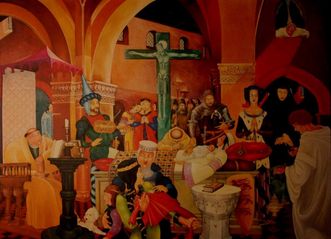 Am Sterbebett Irenes von Byzanz, Gemälde von Hans Kloss