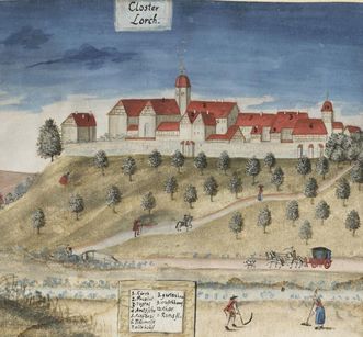 Kloster Lorch aus dem Tal betrachtet, Aquarell